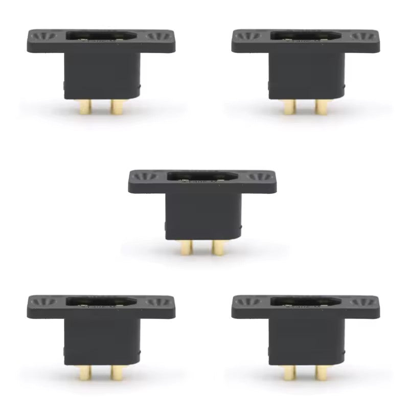 Amass XT90E-M plugs with holes for securing high current gold plated model aircraft connectors (5 pairs)