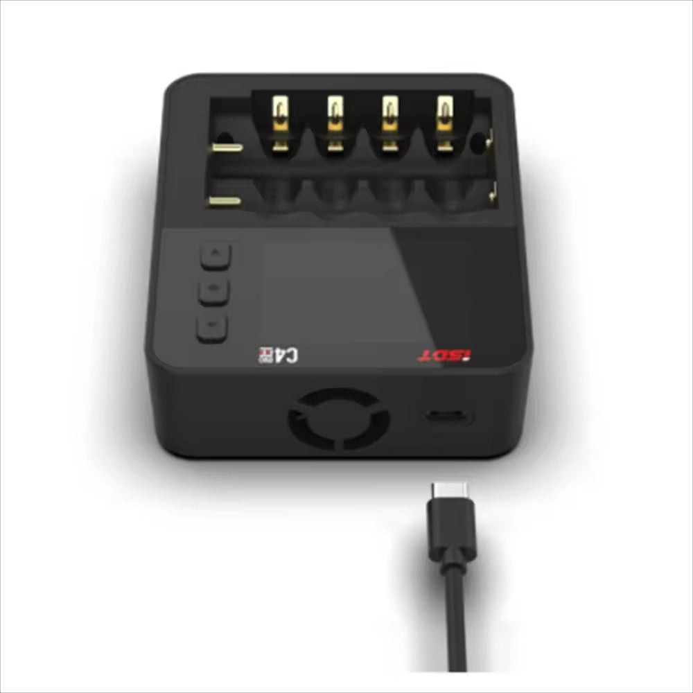 2024New ISDT C4 EVO Smart Battery Charger Type-C QC3.0 Output for AA AAA Li-ion Battery IPS Display Screen and Fire Prevention