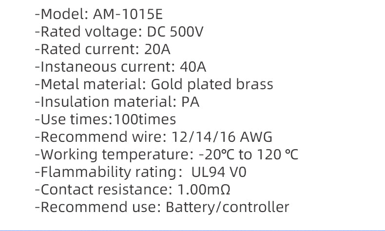 Real Amass AM-1015E T-plug Battery Connector Non-slip Plug with Sheath High Quality High Temperature Resistant Power (20 pcs)