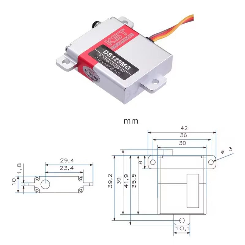 KST DS125MG Digital Servo 10mm 7KG High Torque All Metal High-speed Digital Steering Gear For Gliders