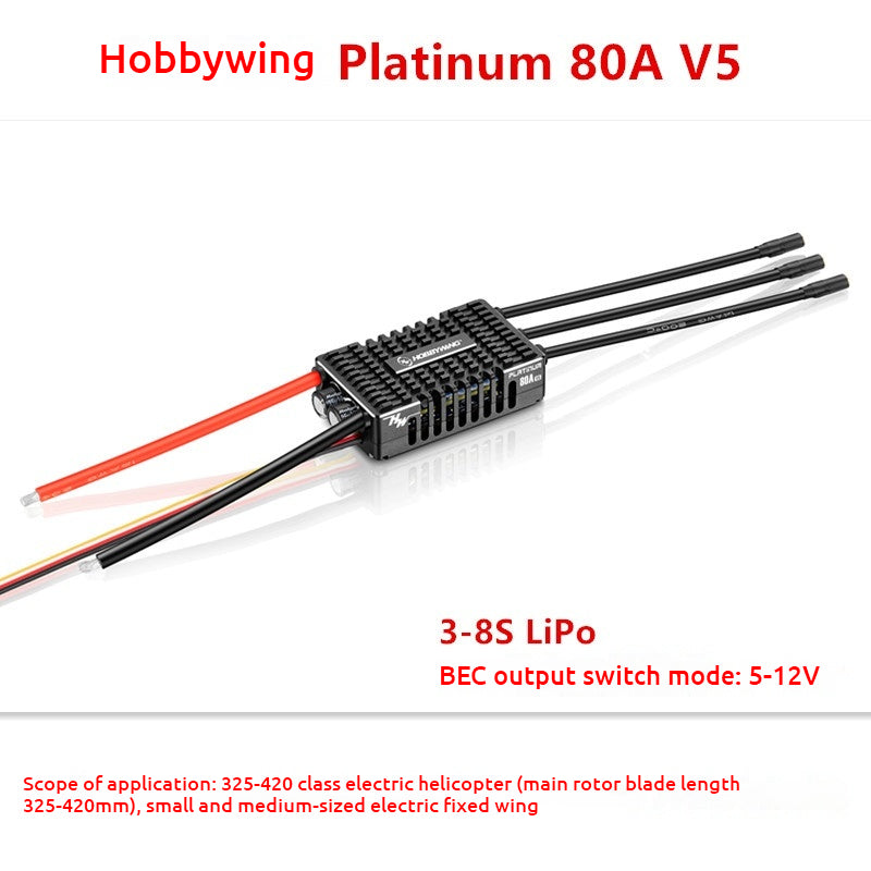 Hobbywing Platinum Pro 80A V5 Brushless ESC 3-8S for electric helicopters and fixed-wing aircraft