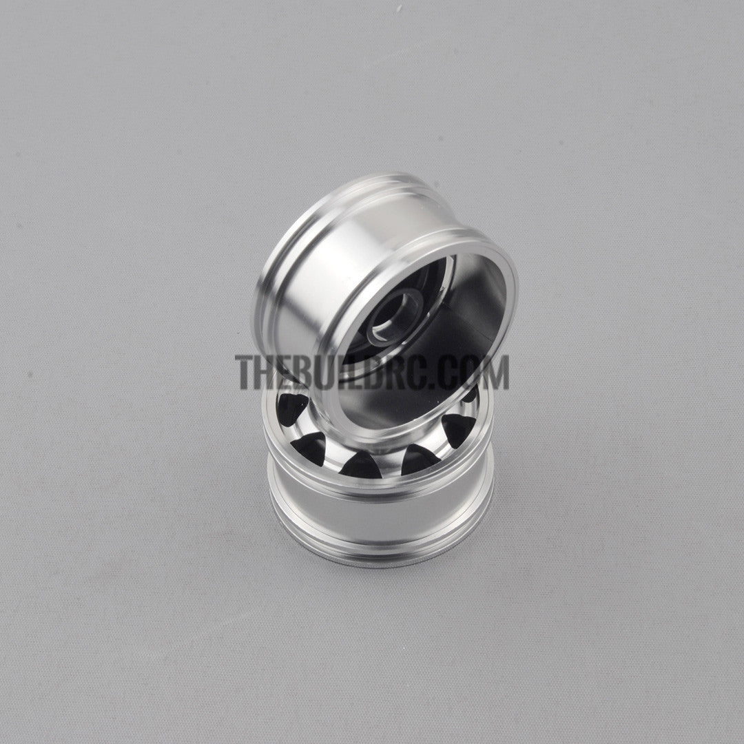 Tractor Truck CNC Machined Aluminium Front Wide Wheel Hub 2pcs Included TAMIYA Compatible - Black