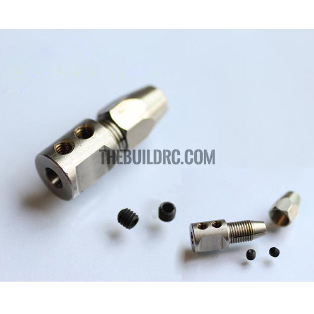 Steel Flex Collet Coupler for 5mm Motor Shaft and 4.76mm (3/16 inch) Flex Cable