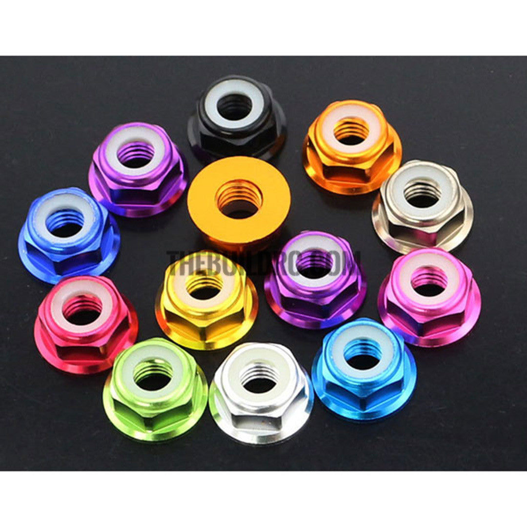 1 Pcs M4 Aluminum Flanged Nylon Lock Nut -Sliver