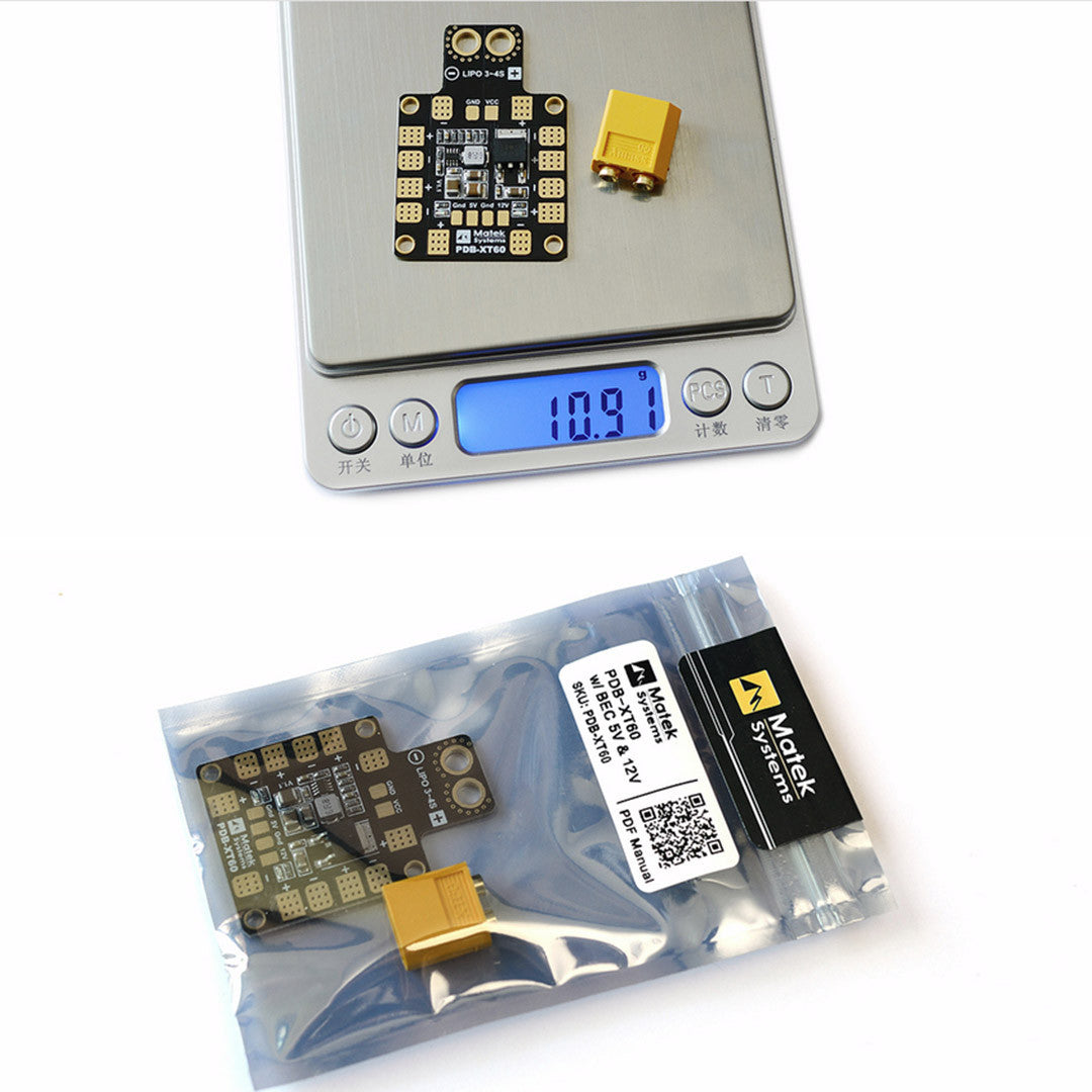 Matek Systems PDB XT60 with BEC 5V & 12V 2oz Copper For RC Quadcopter drone