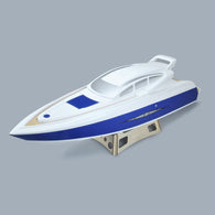 37" RC EP Epoxy Fiberglass Princess Scale Cruiser ARR Boat Hull (Hardware Pre-installed) - White / Blue