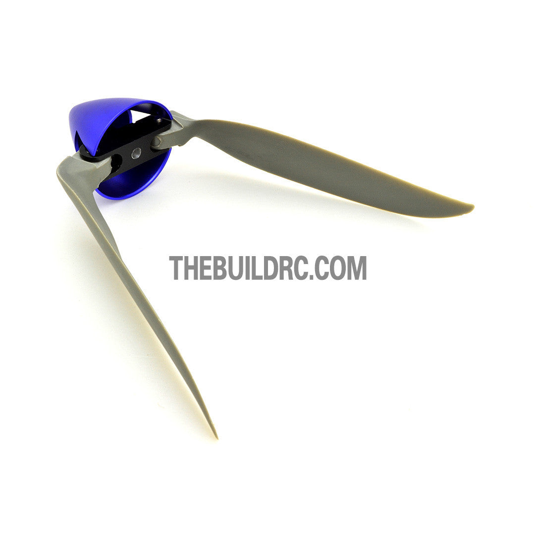 9 x 5" Folding Propeller with 30mm Aluminum Spinner Ø3.17mm Hub - Blue