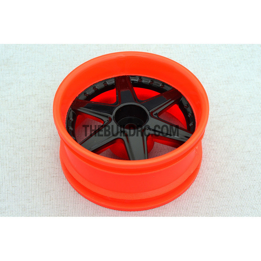 1/10 RC Car 6 Spoke 6mm Offset Drift 26mm Wheel Rim Set - Orange / Black(Spoke)