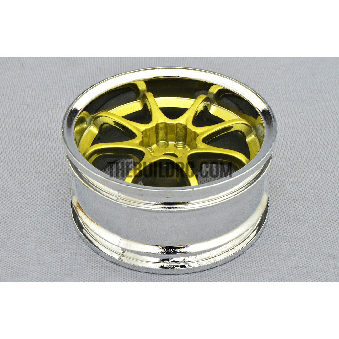 1/10 RC Car 8 Spoke 6mm Offset Drift 26mm Wheel Rim Set - Gold