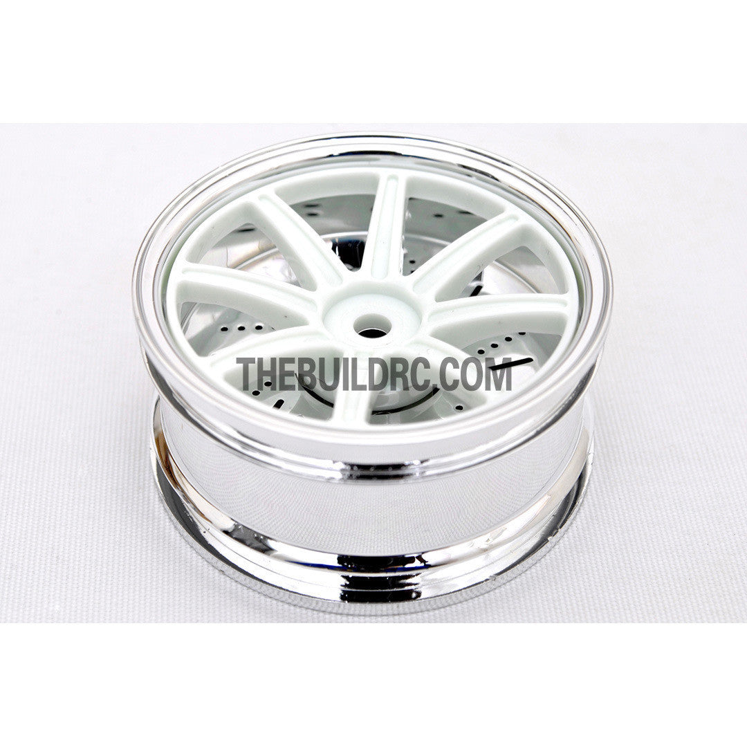 1/10 RC Car 26mm Metallic Plate 8 Changeble Spoke Wheel 4pcs - White