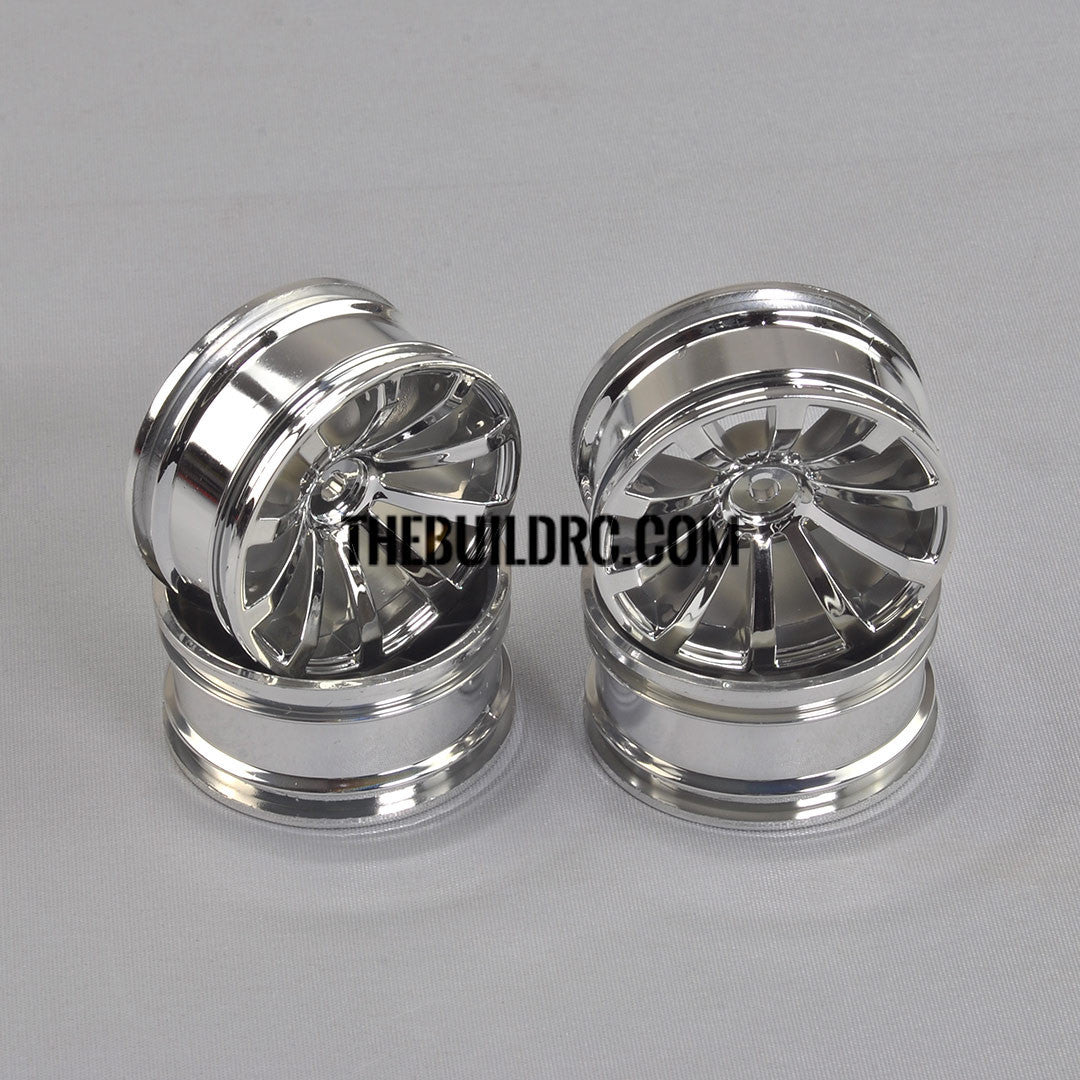 1/10 RC Car 26mm 10 Spoke 6mm Offset DRIFT Sporty Wheel 4pcs - Silver