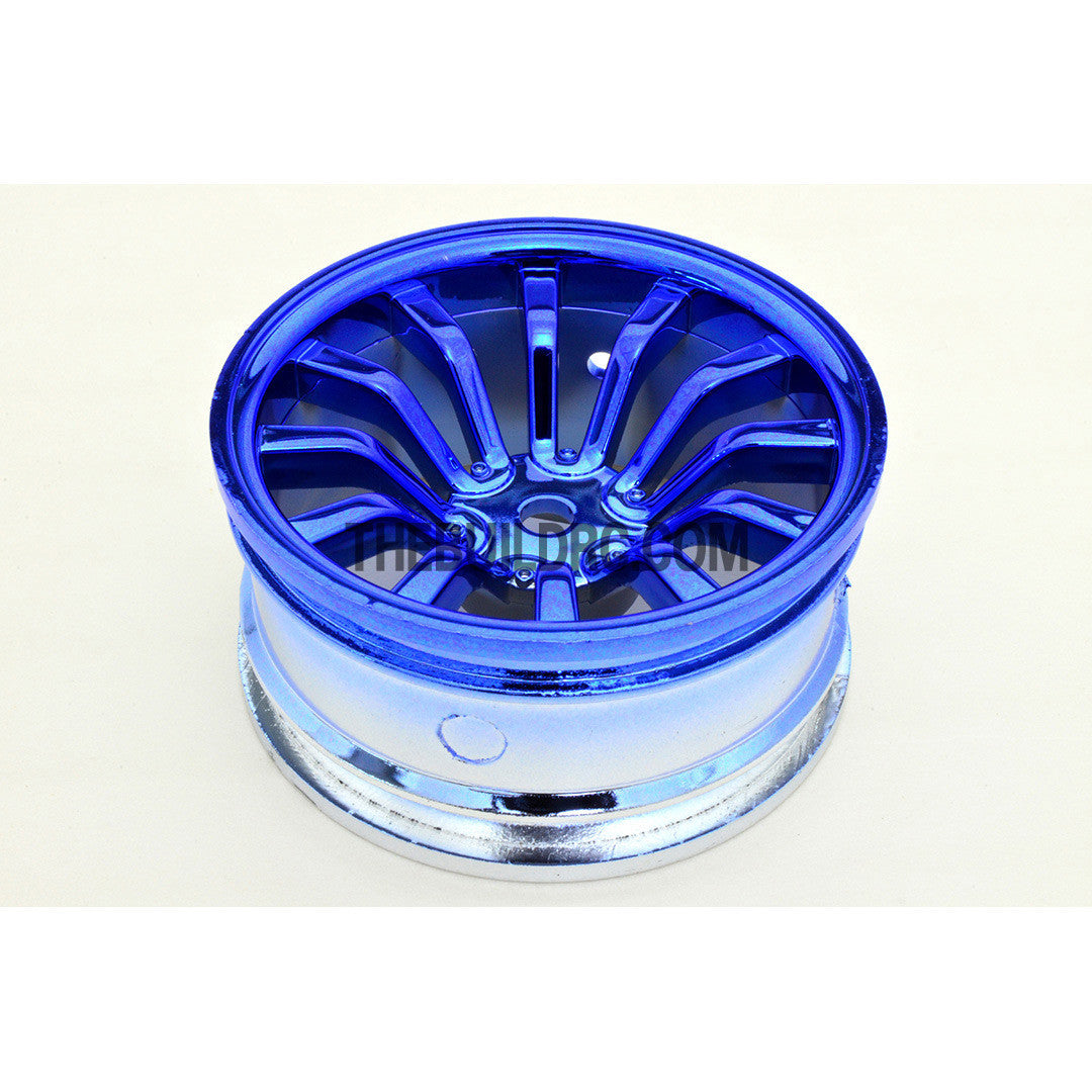 1/10 RC Car 26mm 12 Spoke 6mm Offset DRIFT Metallic Wheel Rim 4pcs - Blue
