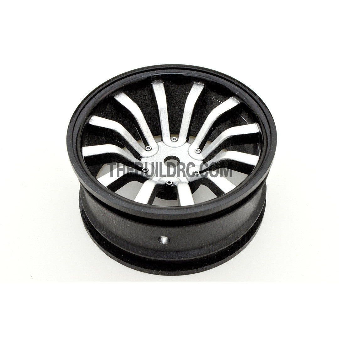 1/10 RC Car 26mm 12 Spoke 6mm Offset DRIFT Sport Wheel Rim 4pcs - Silver