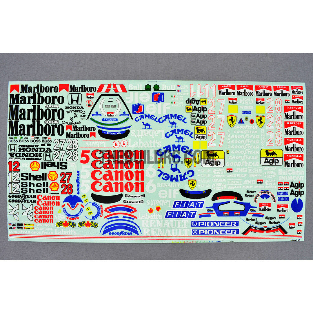 Auto Racing Sponsor Name Decals for 1/10 Car Body (Pioneer / Canon / Good Year / Marlboro / etc)