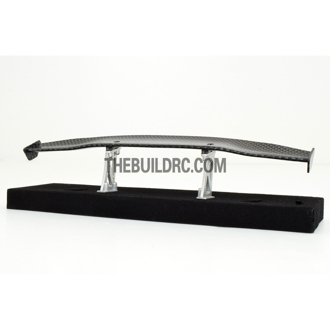 1/10 RC Racing Car 190x35mm Carbon Fiber Pattern GT Wing Rear Spoiler with Stand Style A