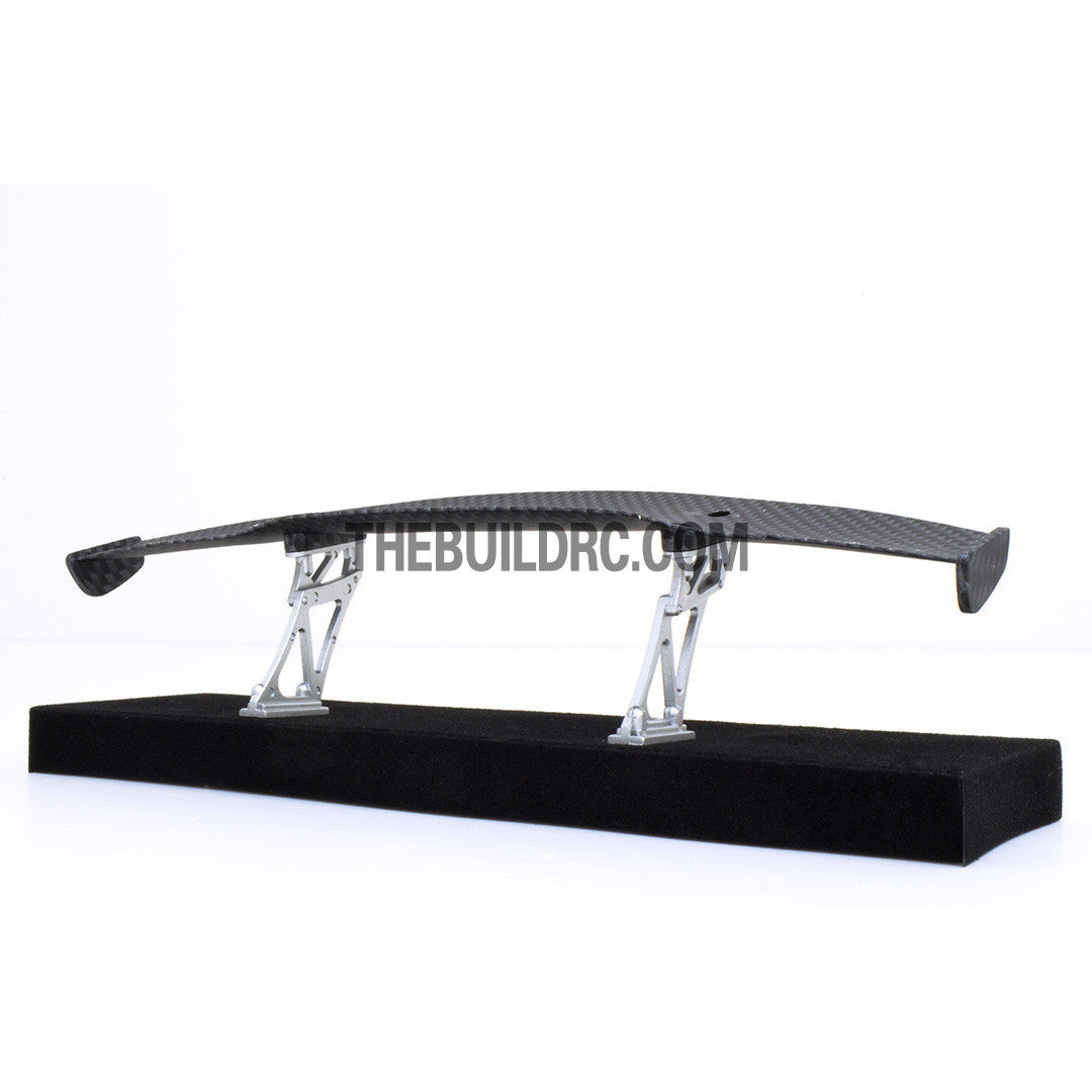 1/10 RC Racing Car 195x40mm Carbon Fiber Pattern GT Wing Rear Spoiler with Stand