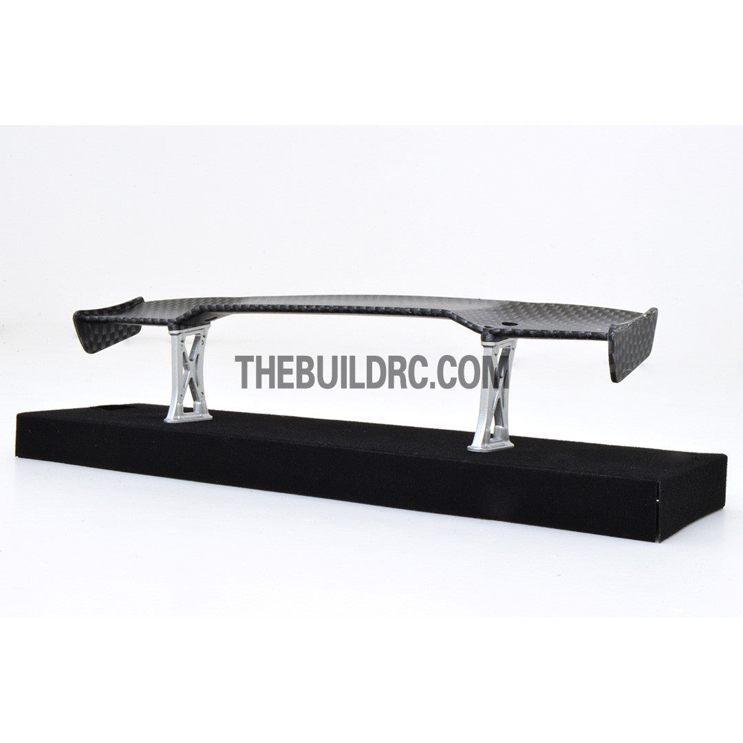 1/10 RC Racing Car 170x32mm Carbon Fiber Pattern GT Wing Rear Spoiler with Stand Style B