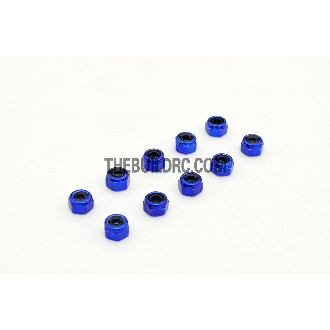 1/18 RC Car 3mm Alloy Wheel Rim Hex Lock Nut 10pcs - Dark Blue