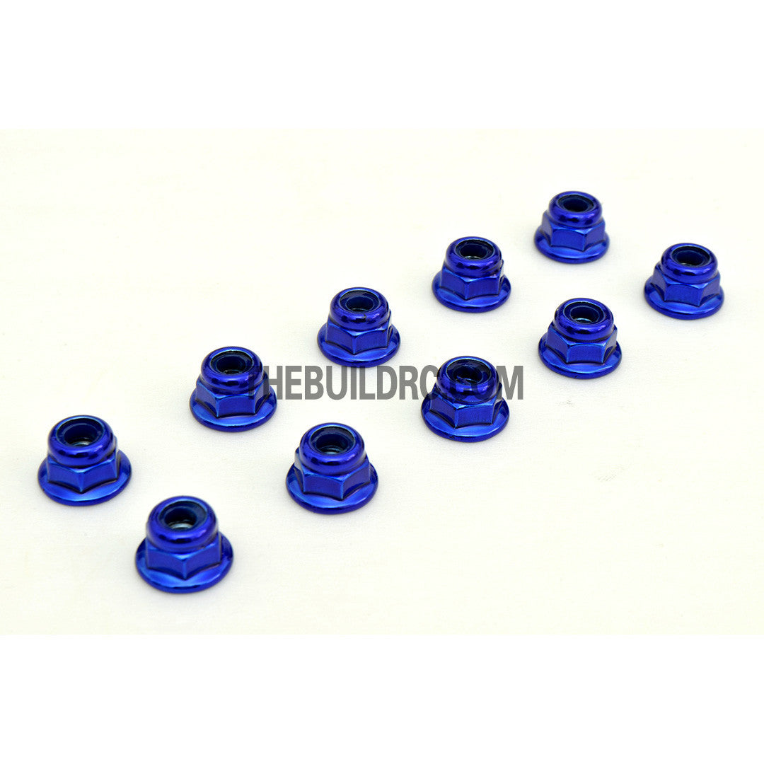 1/10 RC Car 4mm Alloy Wheel Rim Hex Lock Nut 10pcs - Dark Blue