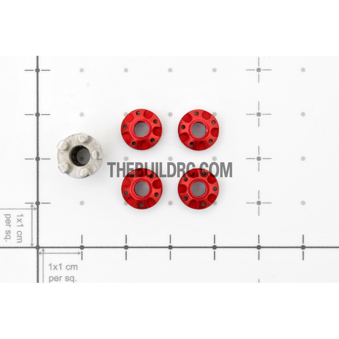 1/10 RC Car 4mm Alloy Anti-Loose Wheel Rim Lock Nut with Hex Screw Driver Adapter 5pcs - Red