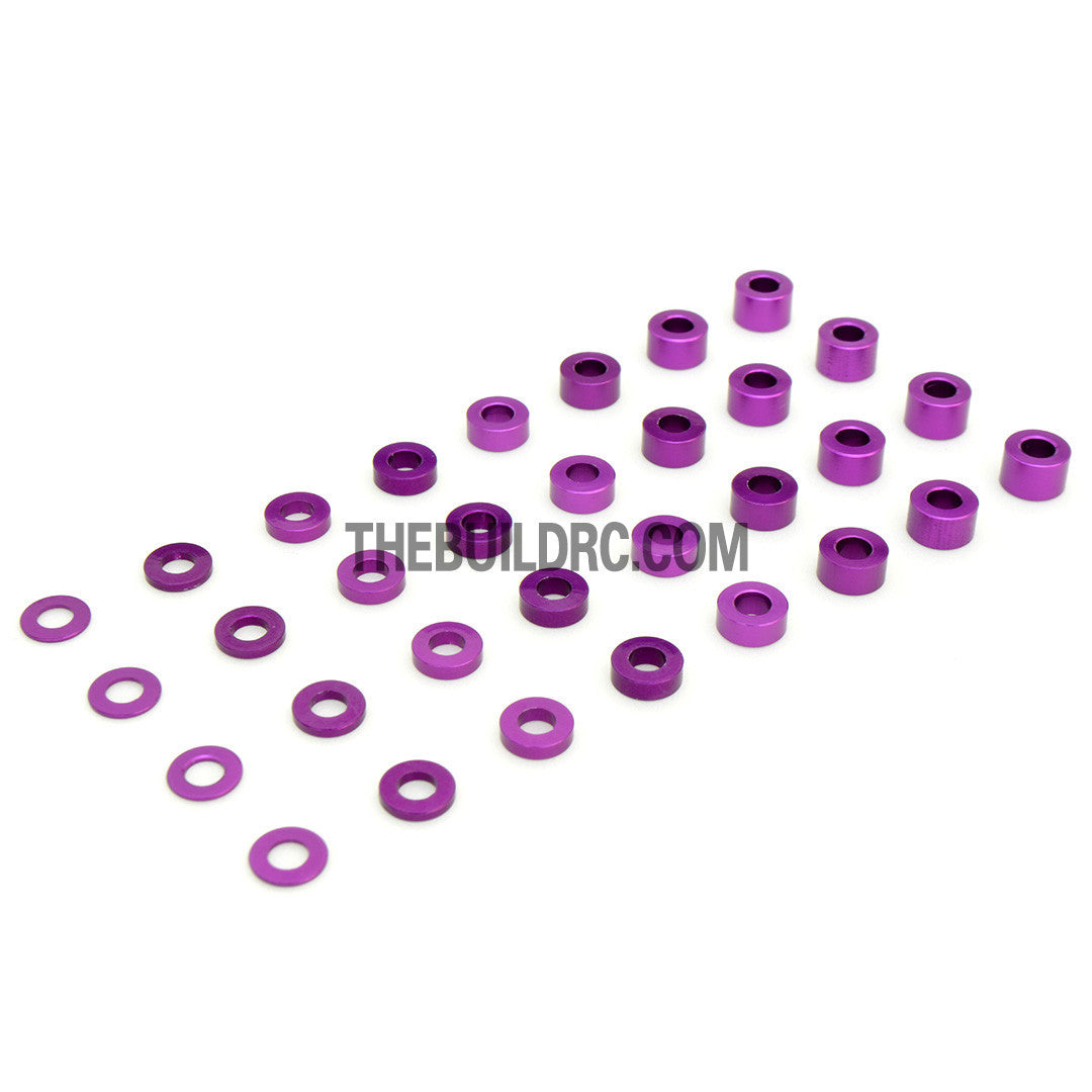 0.5 / 1.0 / 1.5 / 2.0 / 2.5 / 3.0 / 3.5 / 4.0mm 1/10 RC Racing Car Alloy Washer Set - Purple
