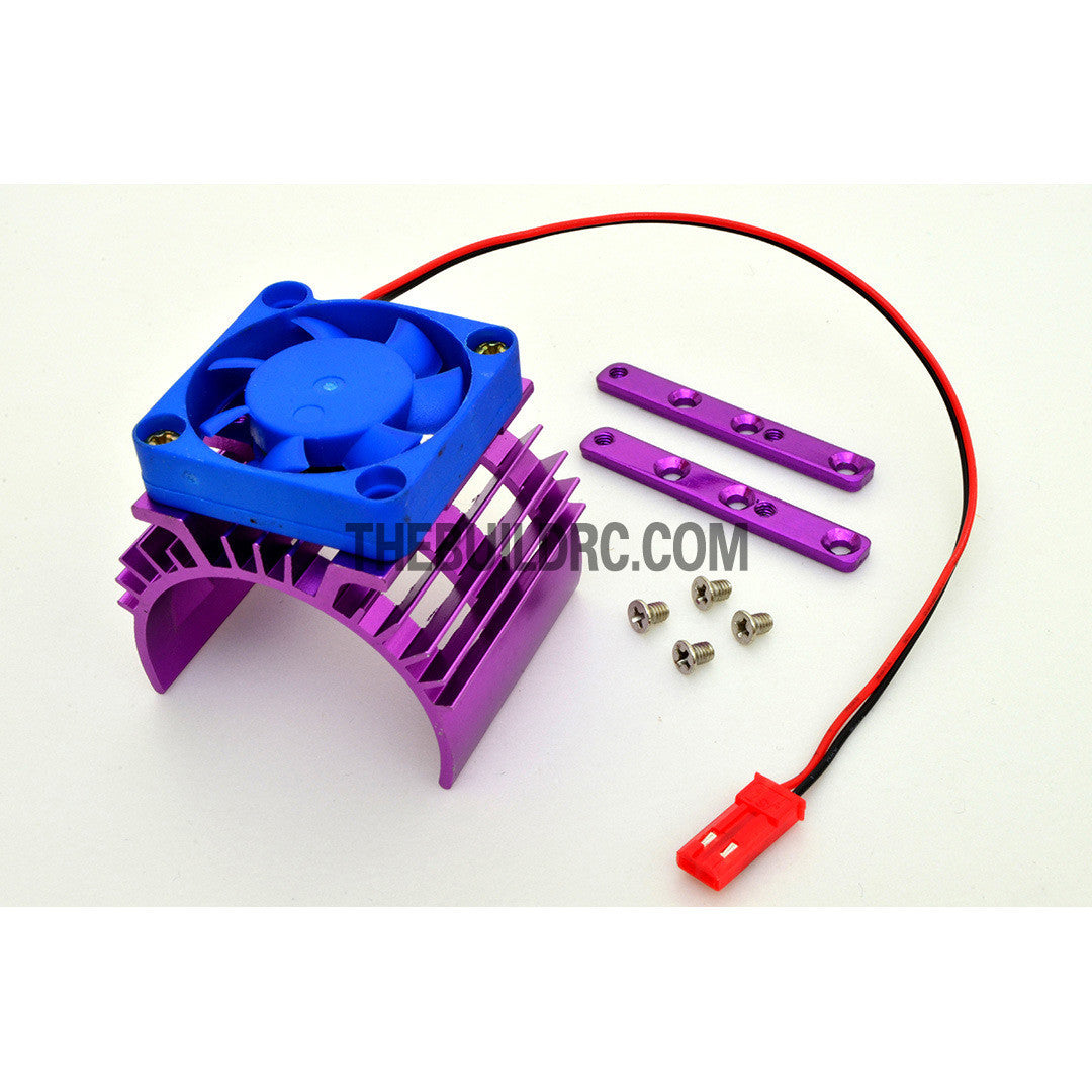 Adjustable Alloy Strip Style Heatsink with Fan for 1/10 RC Car - Purple