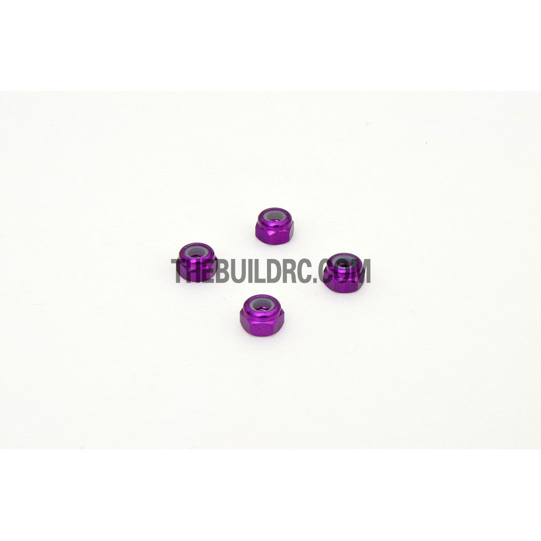 1/18 RC Car 3mm Alloy Wheel Rim Hex Lock Nut 4pcs - Purple