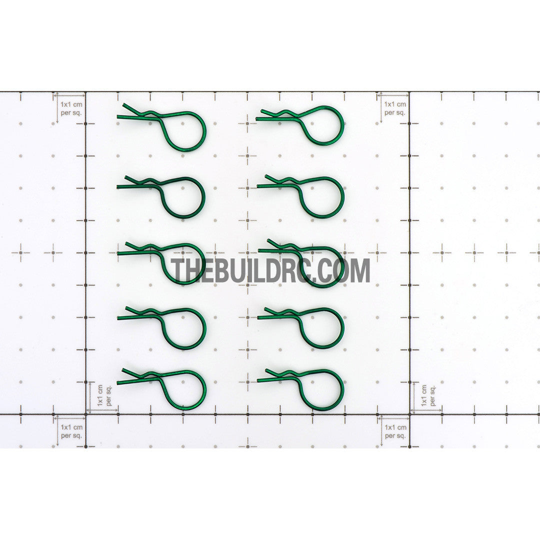 Body Clip for 1/10 RC Buggy Truggy Car (10pcs) - Metallic Green