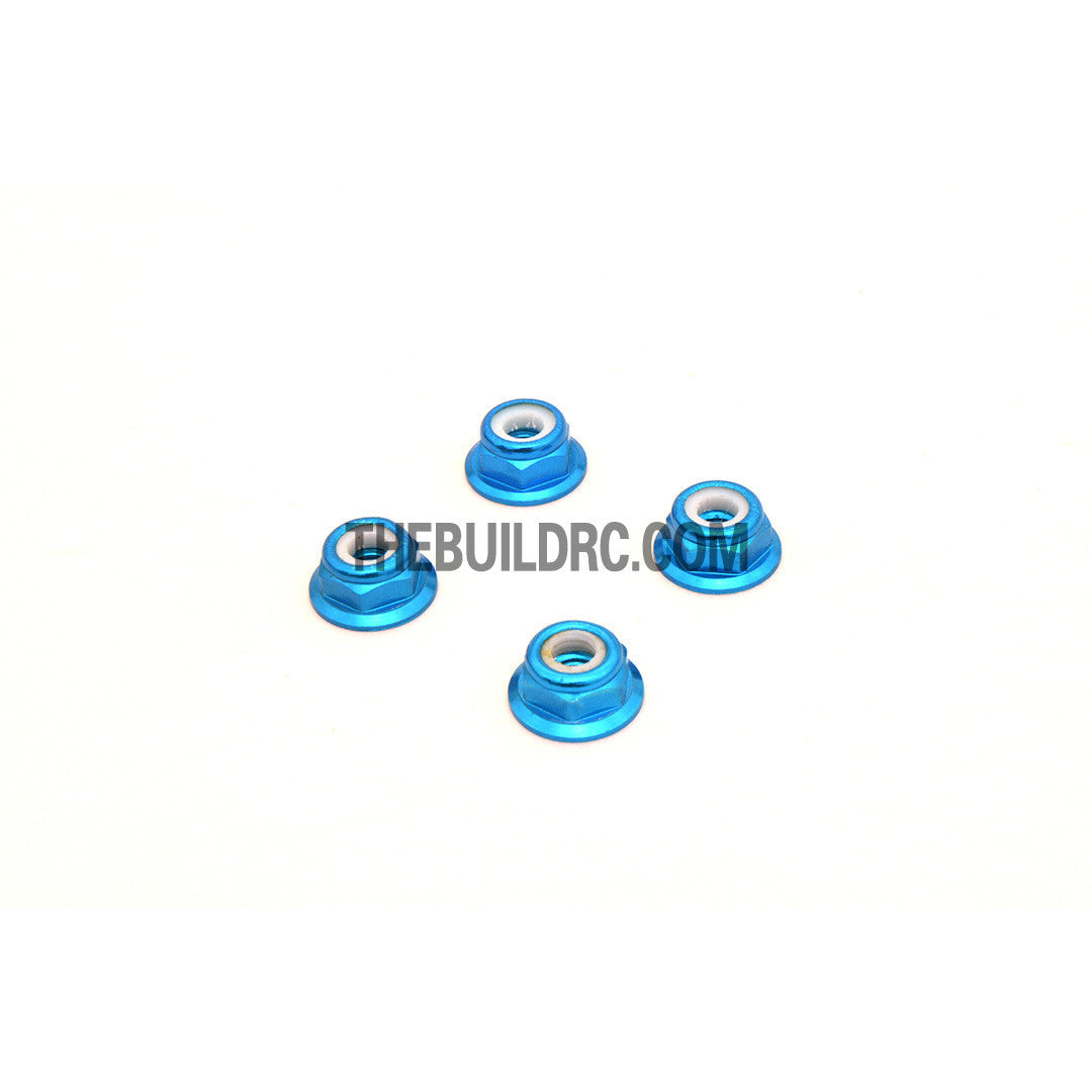 1/10 RC Car 4mm Alloy Anti-Loose Wheel Rim Lock Nut 4pcs - Light Blue