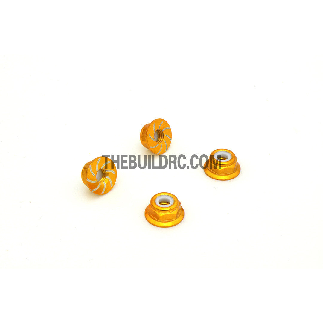 1/10 RC Car 4mm Alloy Anti-Loose Wheel Rim Lock Nut 4pcs - Gold