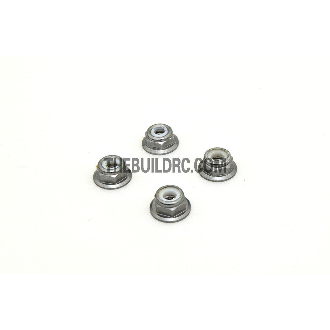 1/10 RC Car 4mm Alloy Anti-Loose Wheel Rim Lock Nut 4pcs - Silver