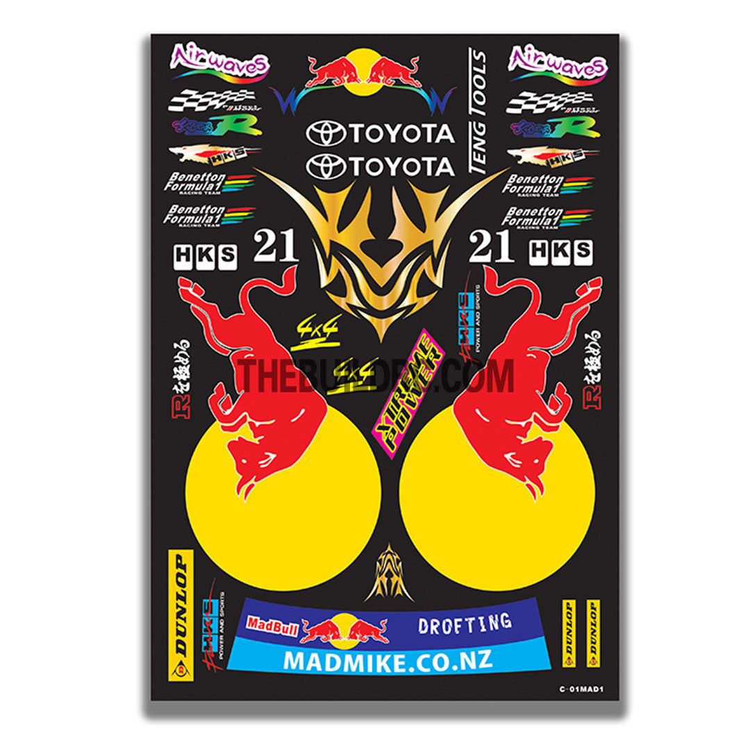 AQ Dispersible Thin Film Colour Model Decal MadBull + Brands Logos