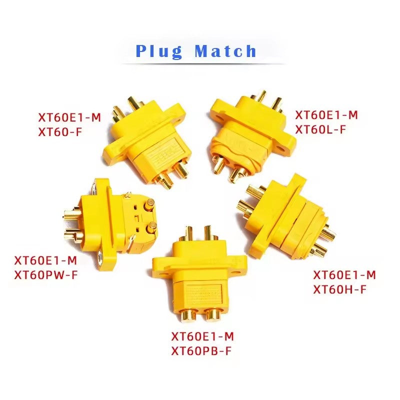 Amass XT60e1-M F XT60e-F XT60 E-F XT60em Male And Female Through Panel XT60 Mountable Screw Mount Pair Housing Connector (10 pcs)