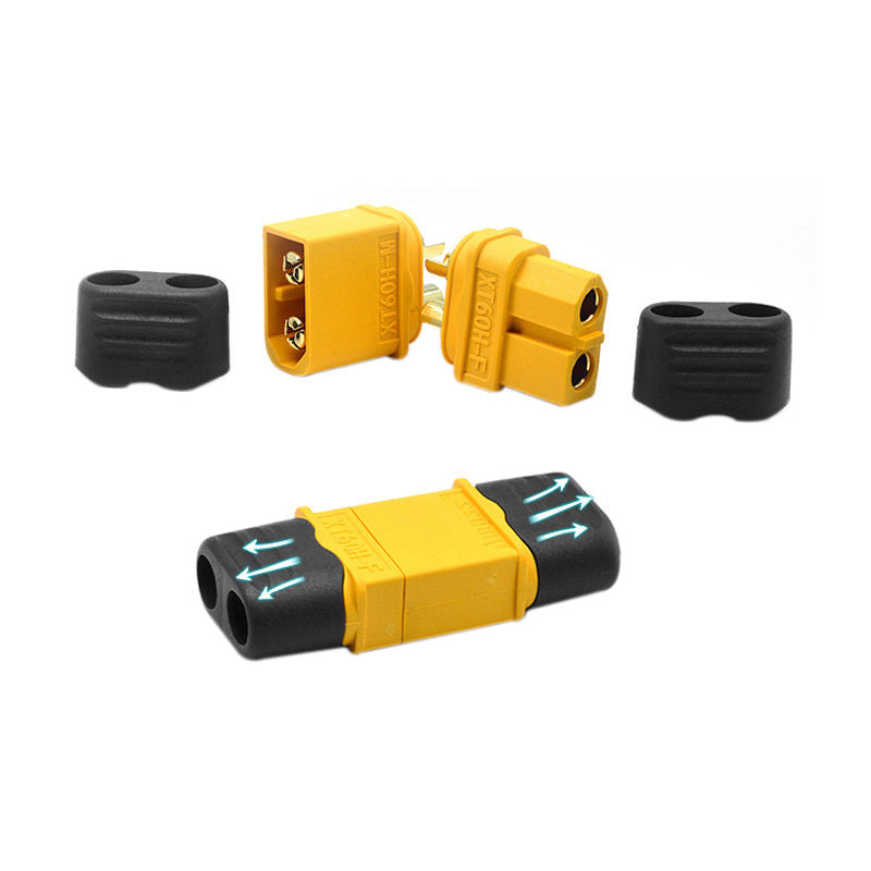 Amass XT60H Connector Yellow Male and Female with Protective Sleeve Aeromodelling Plug connectors (10 sets)