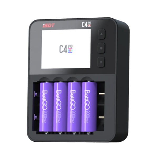 2024New ISDT C4 EVO Smart Battery Charger Type-C QC3.0 Output for AA AAA Li-ion Battery IPS Display Screen and Fire Prevention