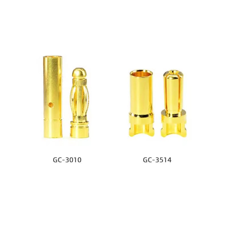 Factory Wholesale Amass 2.0/3.0/3.5/4.0/5.0/5.5/6.0/6.5/8.0mm 24K Real Gold Full Series Banana Head Gold Bullet Banana Connector (20 sets)