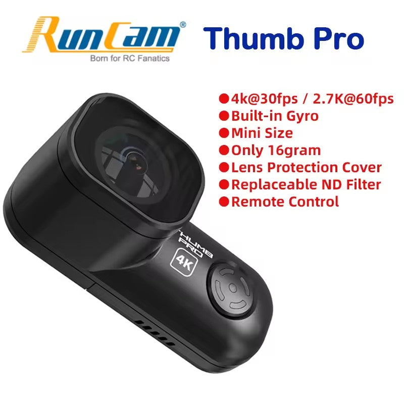 RunCam Thumb Pro 4K Built-in Gyro Mini Size Only 16 grams Replaceable ND Filter FPV Drone Action Camera 4K