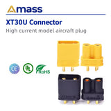 Factory price direct selling Small volume large current gold plated Yellow plug Amass 2 pin XT30U Male and female connectors (10 sets)