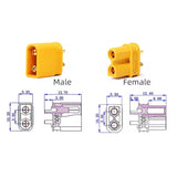 Factory price direct selling Small volume large current gold plated Yellow plug Amass 2 pin XT30U Male and female connectors (10 sets)