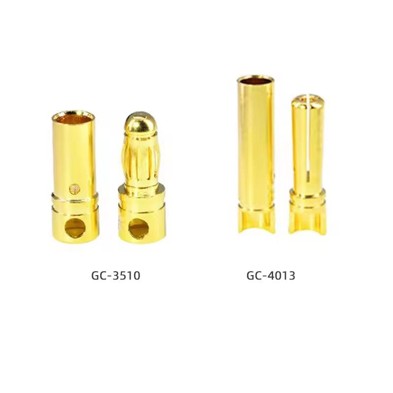 Factory Wholesale Amass 2.0/3.0/3.5/4.0/5.0/5.5/6.0/6.5/8.0mm 24K Real Gold Full Series Banana Head Gold Bullet Banana Connector (20 sets)
