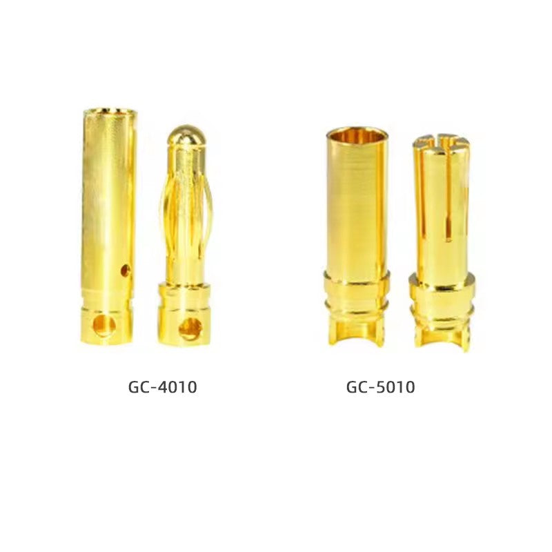 Factory Wholesale Amass 2.0/3.0/3.5/4.0/5.0/5.5/6.0/6.5/8.0mm 24K Real Gold Full Series Banana Head Gold Bullet Banana Connector (20 sets)