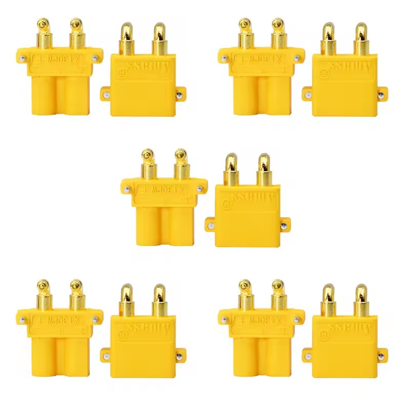Amass XT30PW Male and Female PCB Board Horizontal Bent Needle Connector Low Temperature Rise Flame Retardant Plug (10 sets)