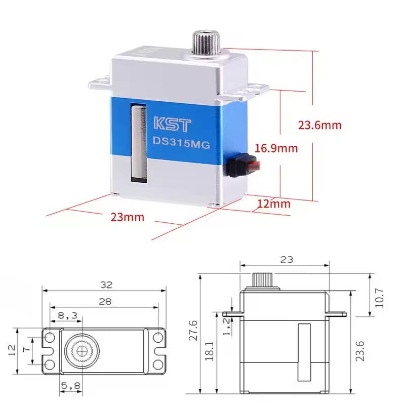 KST DS315MG V8.0 Servo All Metal Large Torque High Pressure 450 Swashplate Model Fixed Wing Servo