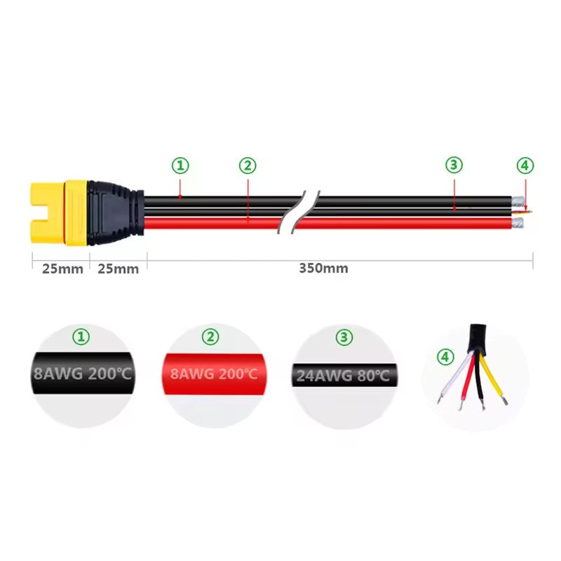 OEM Real Amass AS150U Male Female Connector Resistance Adapter Cable With Signal Pin Waterproof Plug For FPV Racing RC Drone Mo