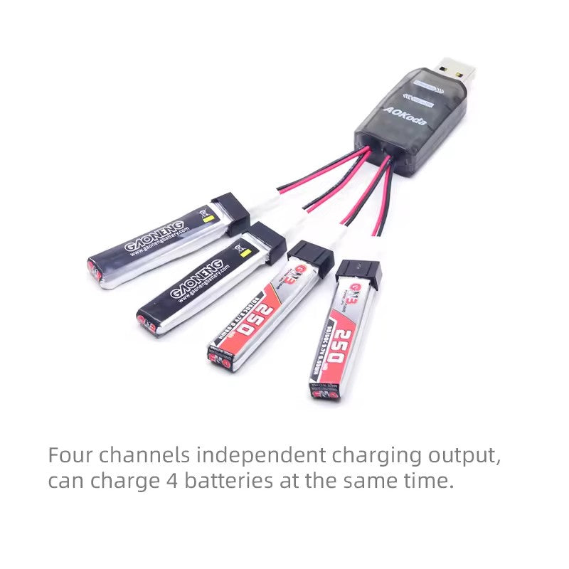 Wholesale AOKoda CX405 Battery Charger 4CH USB For 1S Lipo LiHV Battery High Quality For RC Helicopter (2 pcs)