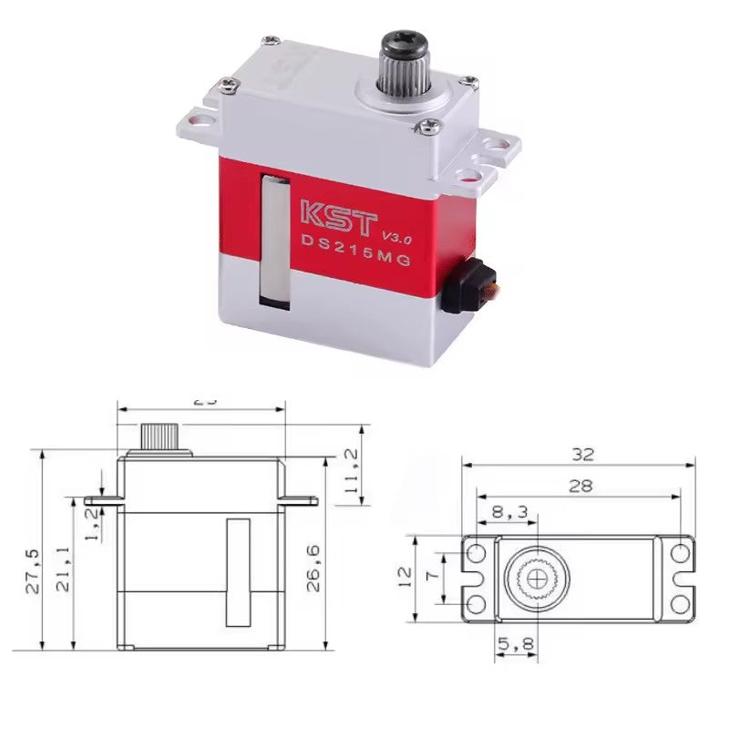 KST DS215MG V3.0 Servo Upgraded Stainless Steel Gears Micro All Metal High Torque 450-level Swashplate Digital Servo