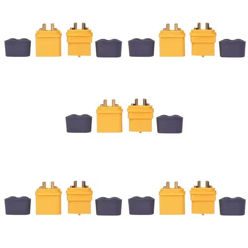 Amass XT60H Connector Yellow Male and Female with Protective Sleeve Aeromodelling Plug connectors (10 sets)
