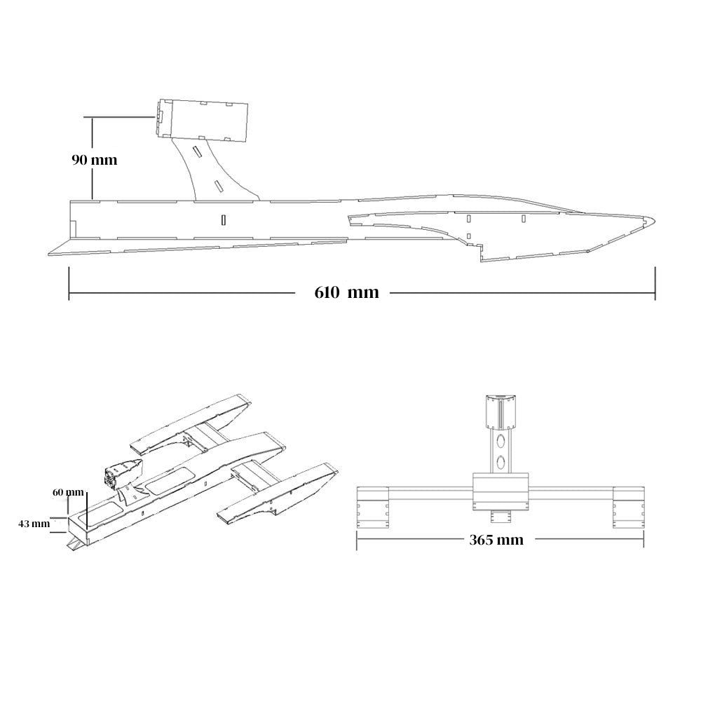 ARROW-SIX  RC Airboat Outrigger Fiberglass made Hull for Superfast ~ 100km/hr ( 60mph)
