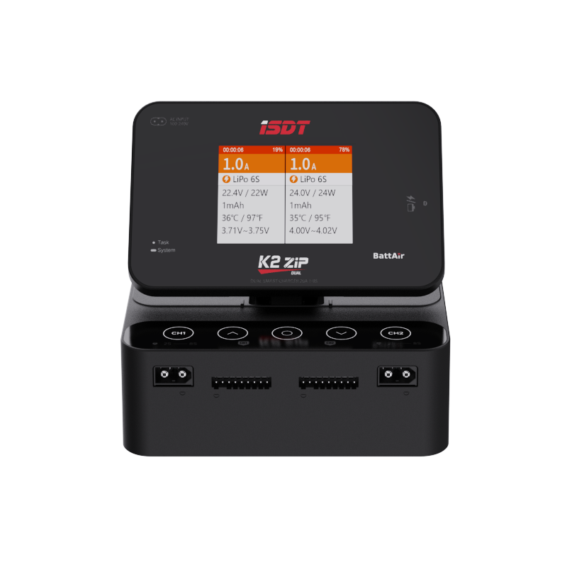 ISDT K2 ZIP Dual Mode Smart Charger AC200W/DC500Wx2 2.8" IPS LCD Balance Charger