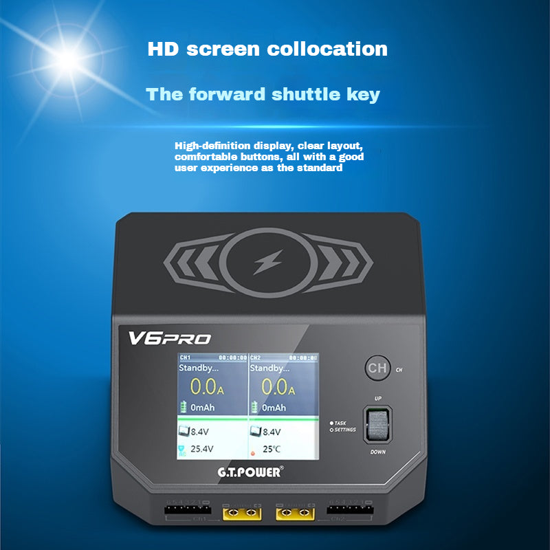 GT.POWER V6 Pro 700W AC/DC Dual-Channel Intelligent Balance Charger & Discharger (support wireless charging)